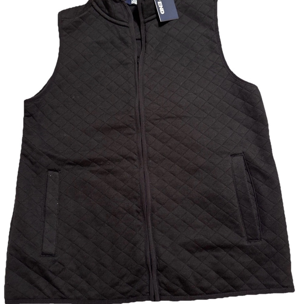 Lands' End Black Quilted Sleeveless Zip-Up Vest
